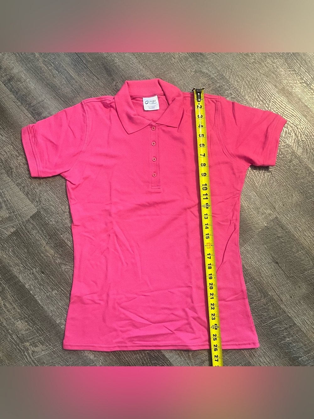 Port and Company Women’s Small Pink Button-Down Polo